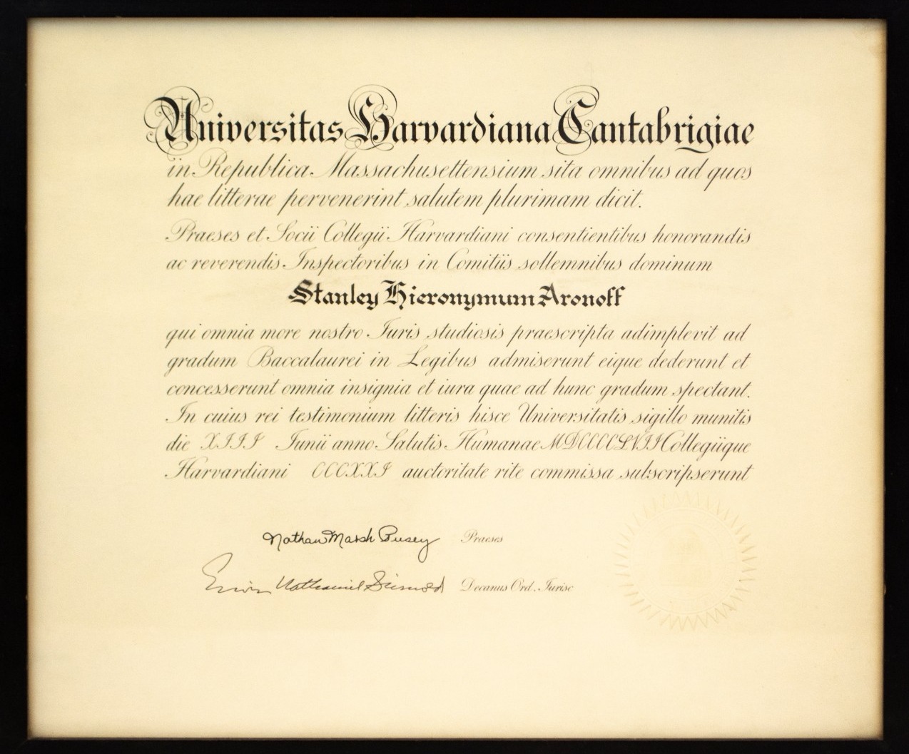 An award to Stanley Aronoff 