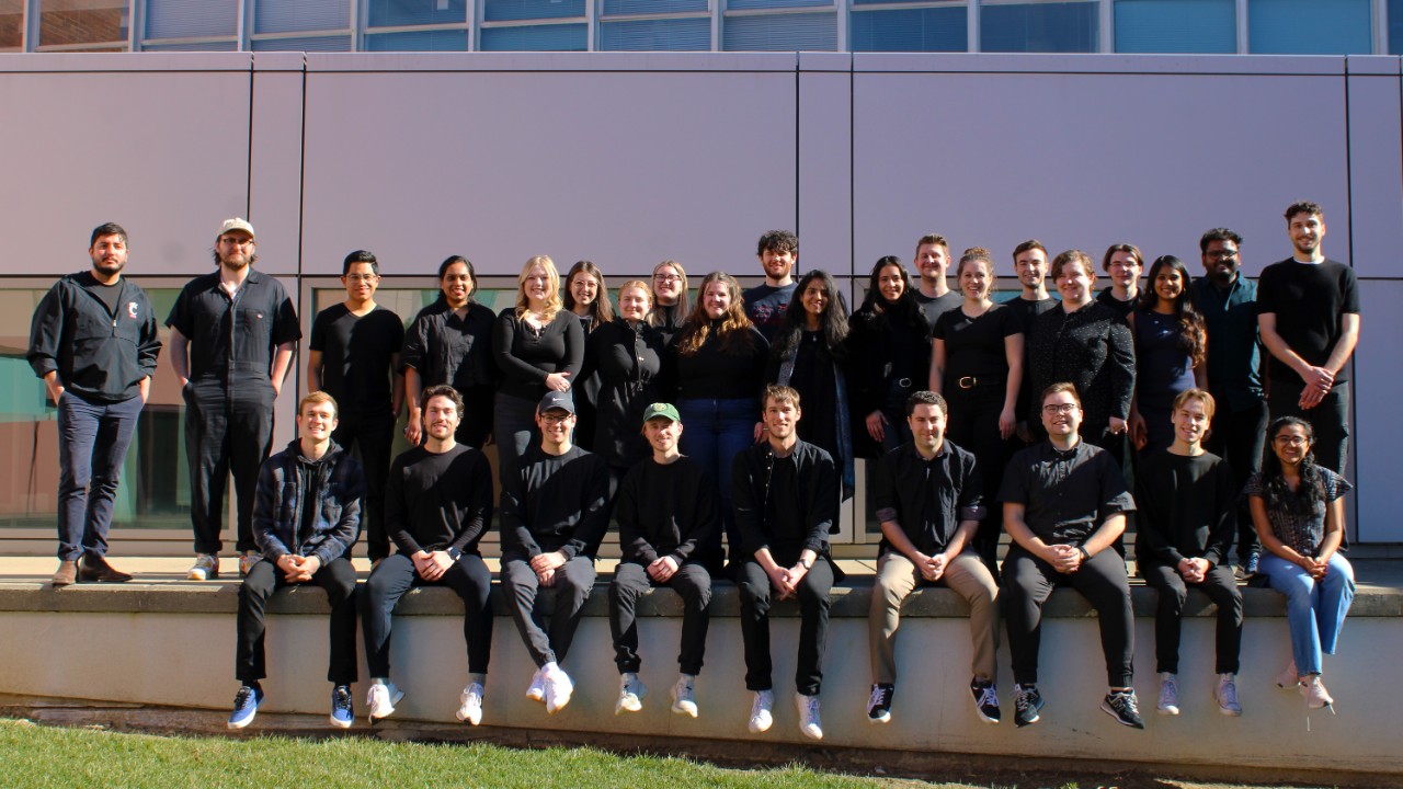 Group photo of M.Arch Class of 2024 outside of DAAP sixth floor.