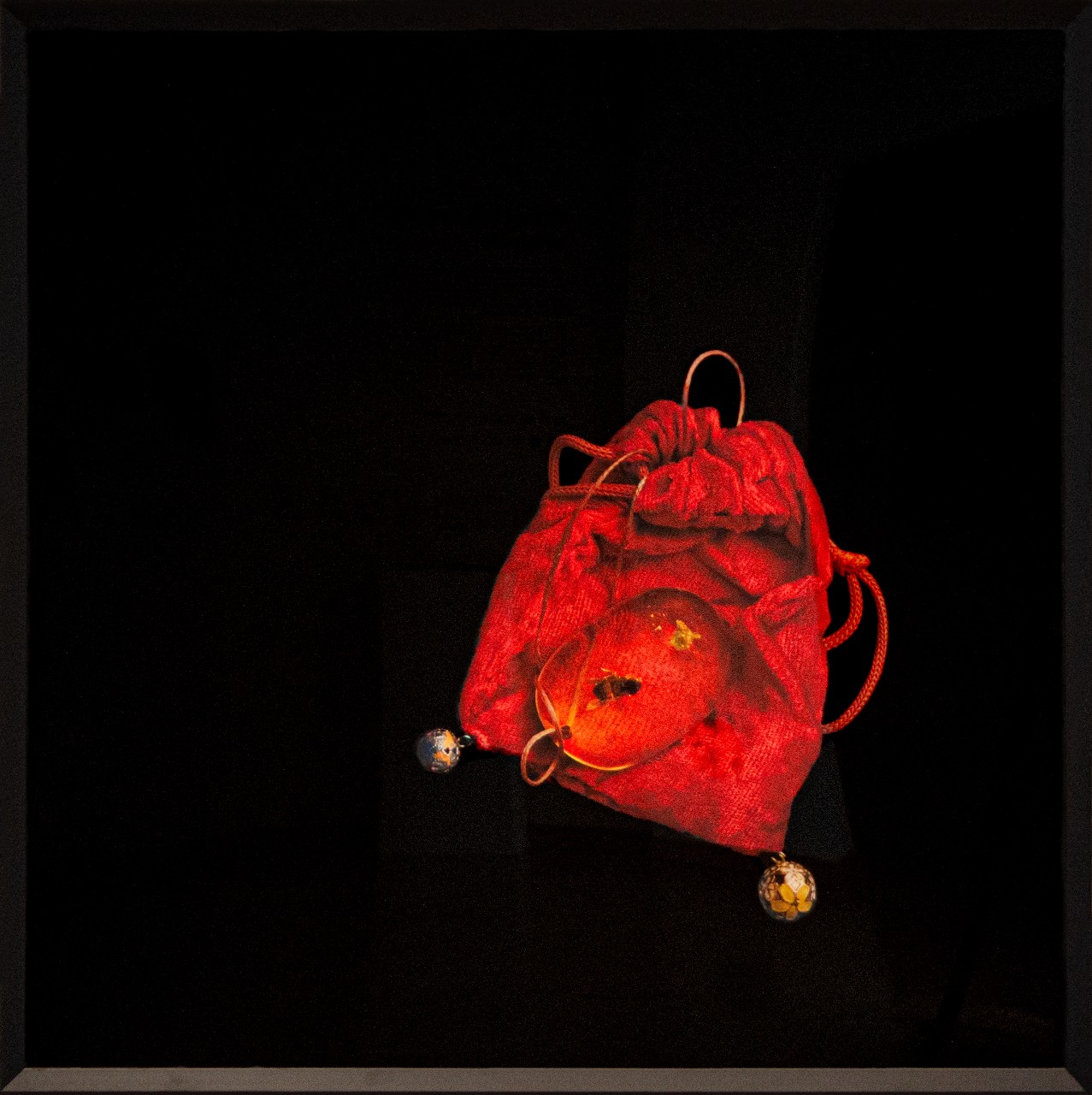 Amber bag with embedded insects in the design