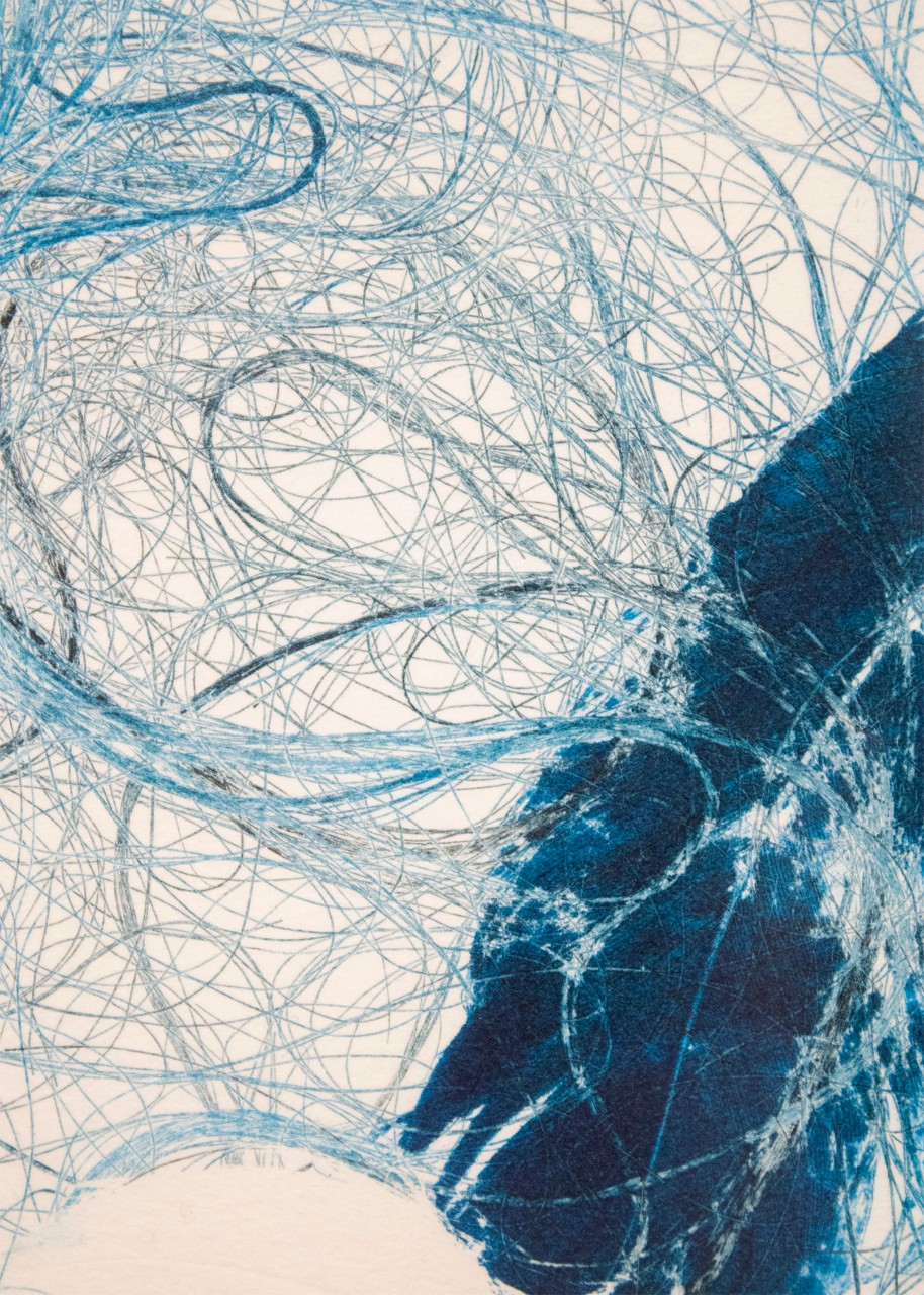 Soft ground etching with mezzotint and monotype