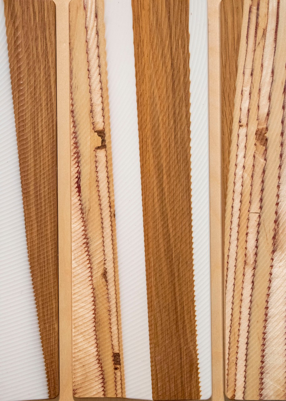 White oak, solid surface, baltic birch plywood