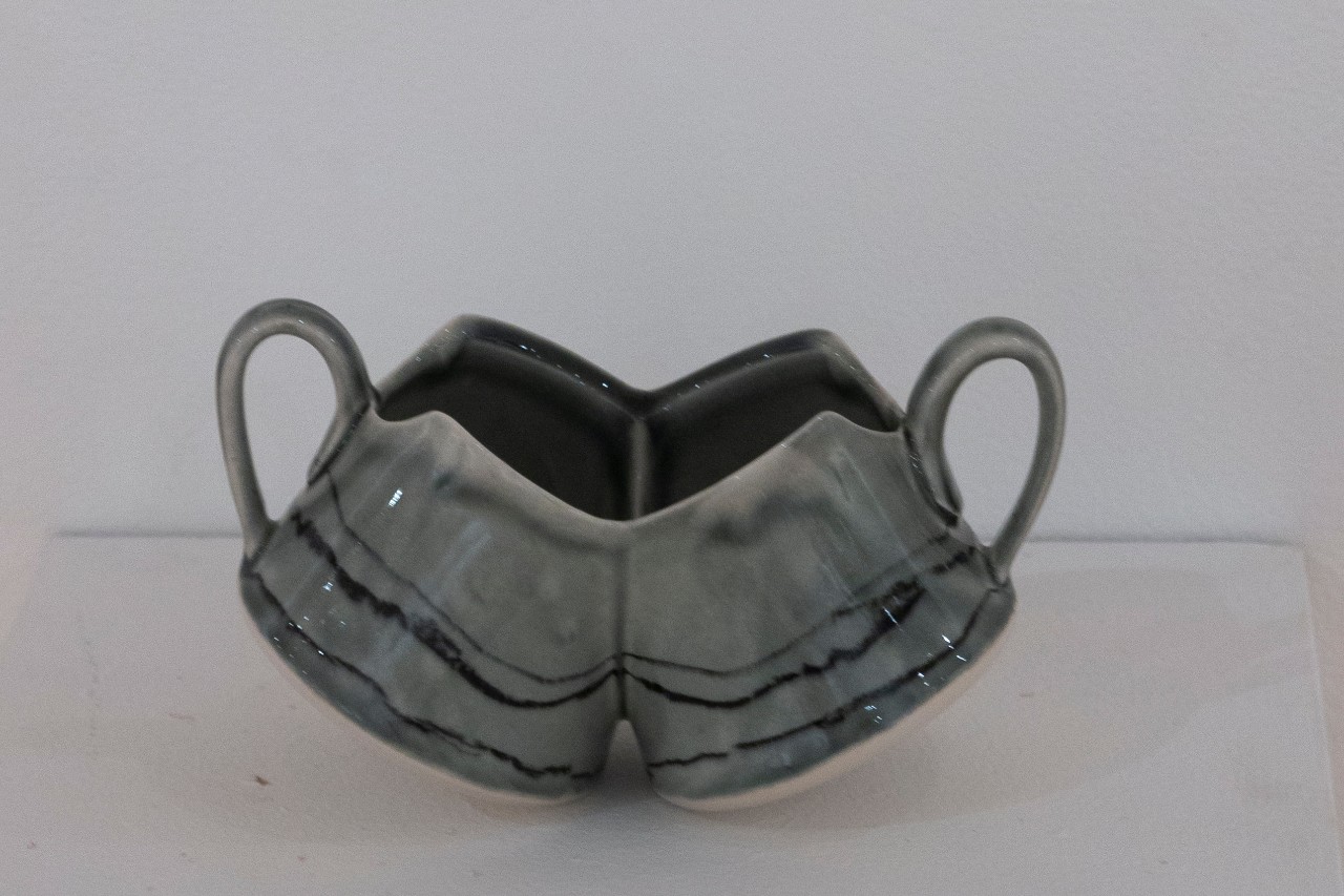 fused gray ceramic mugs