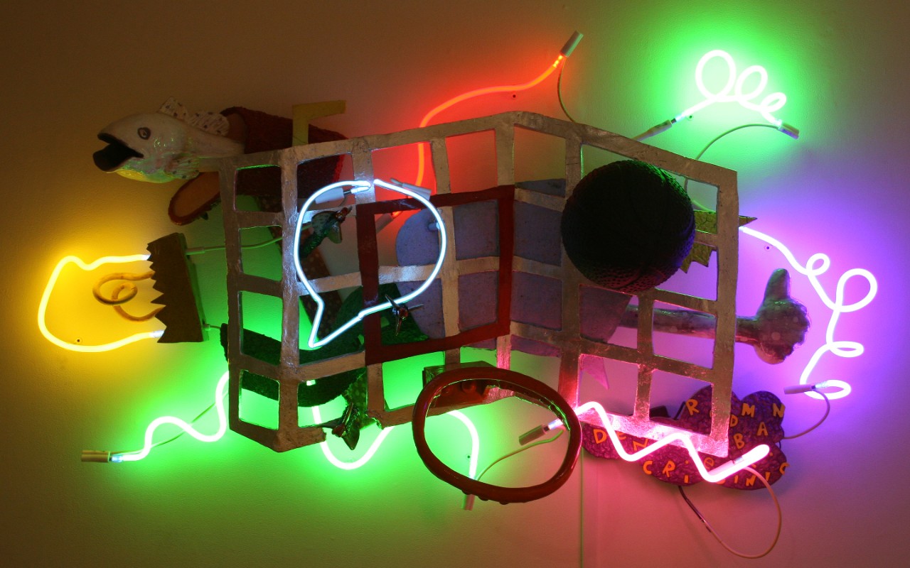 ceramic piece with neon