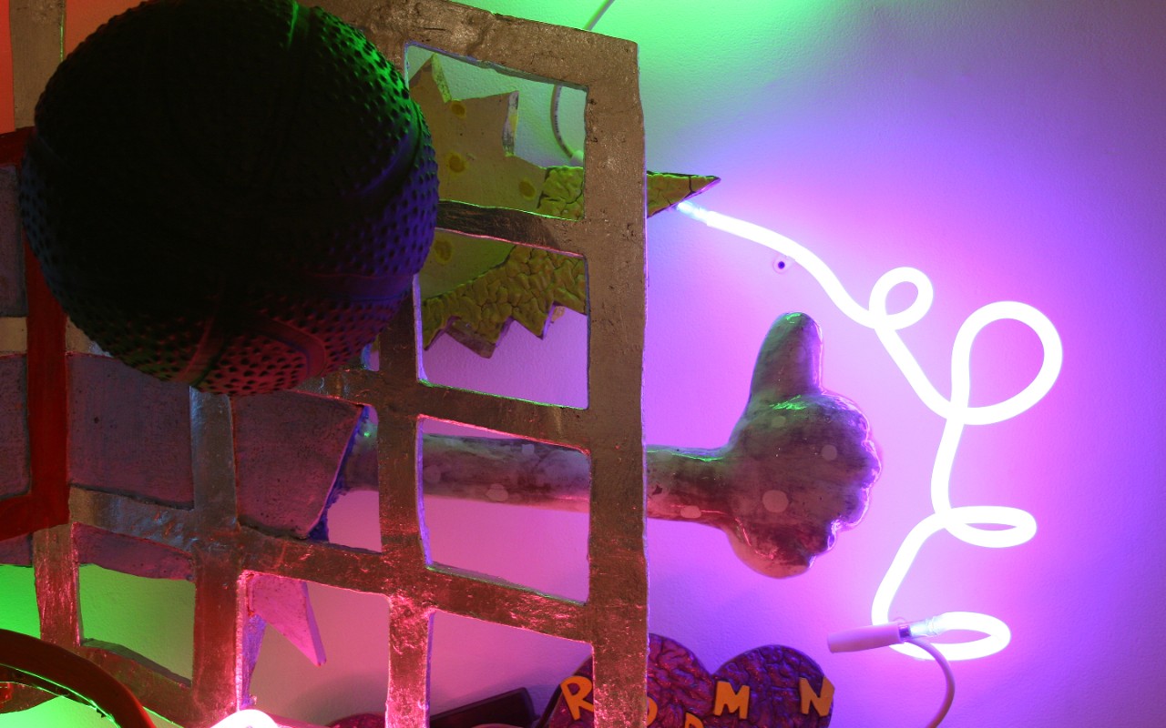 detail of ceramic and neon work