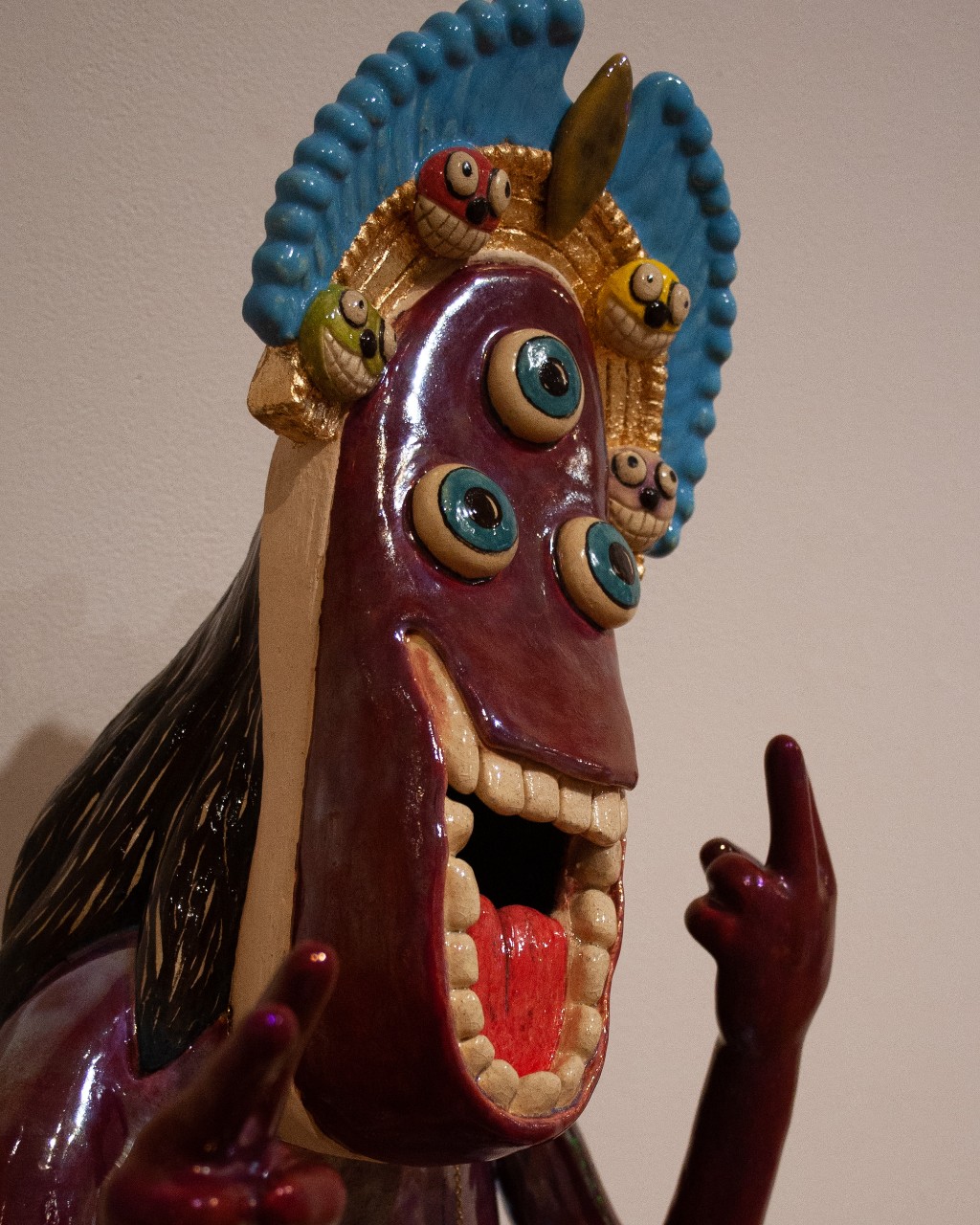 detail of happy ceramic face