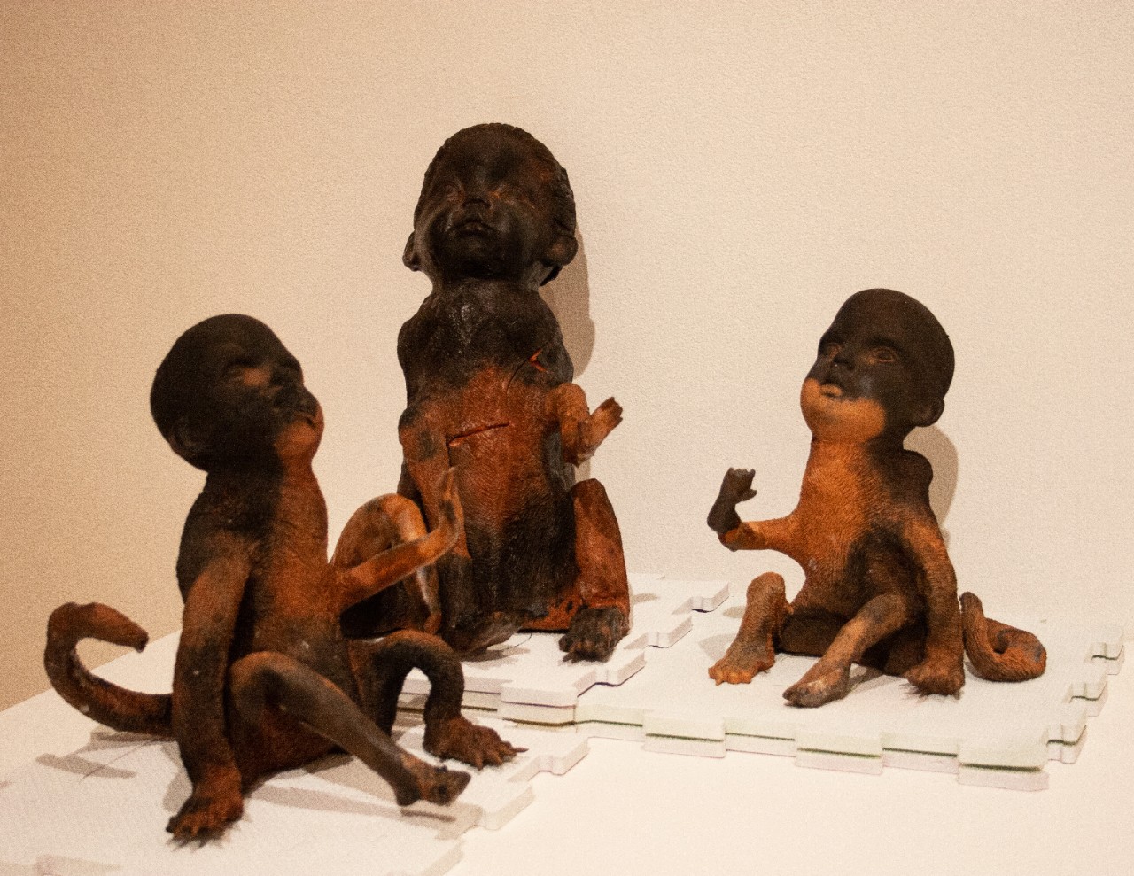 Olivia Canadine's three monkey baby figures