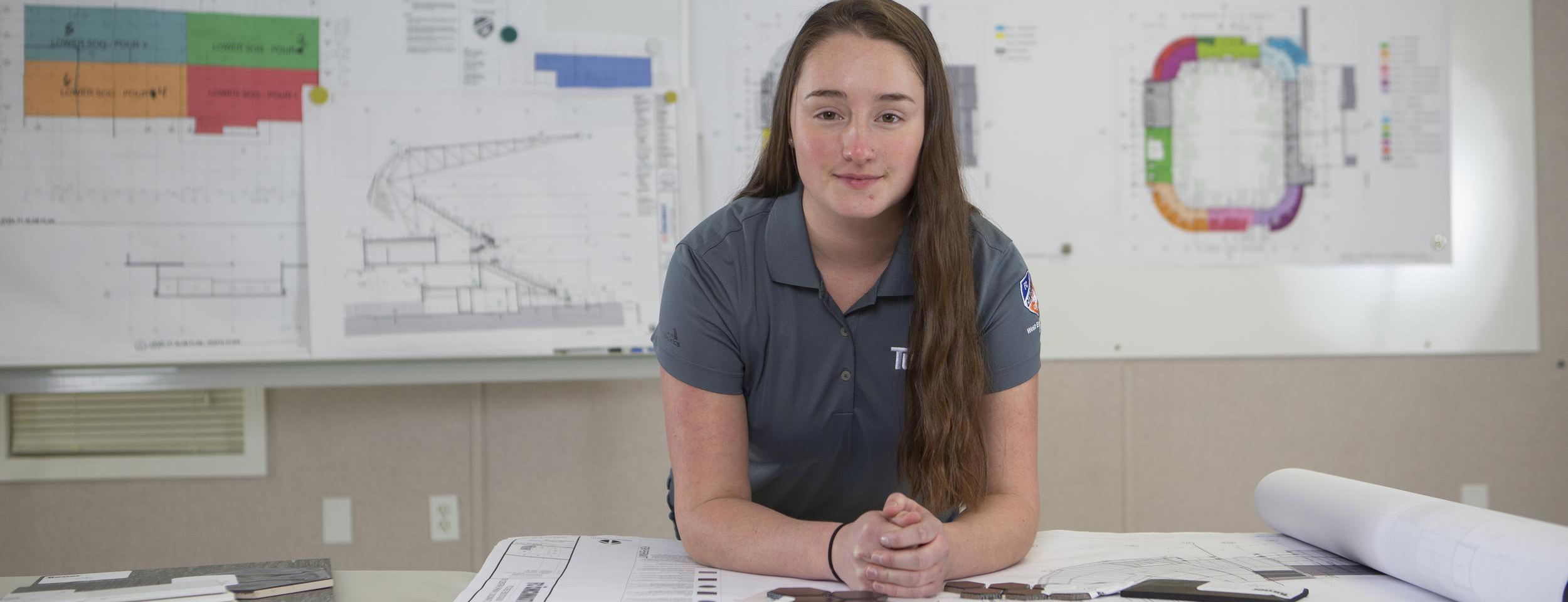 Image of a co-op student at Turner Construction.