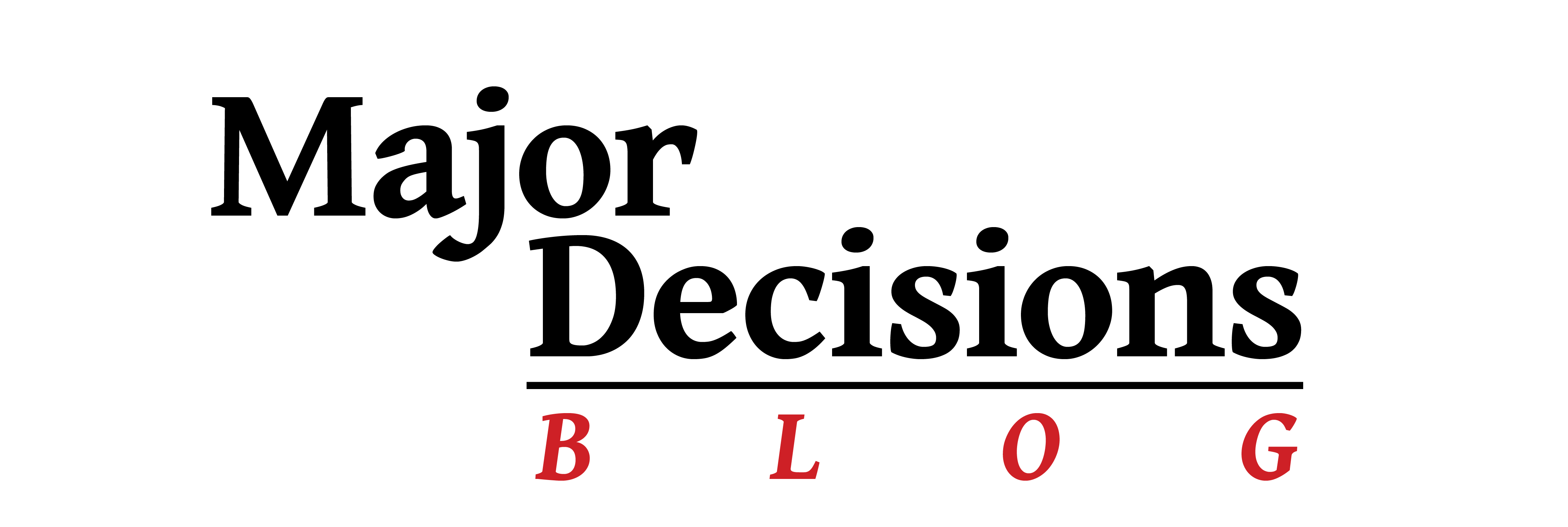 Major Decisions Blog Logo, Black and Red